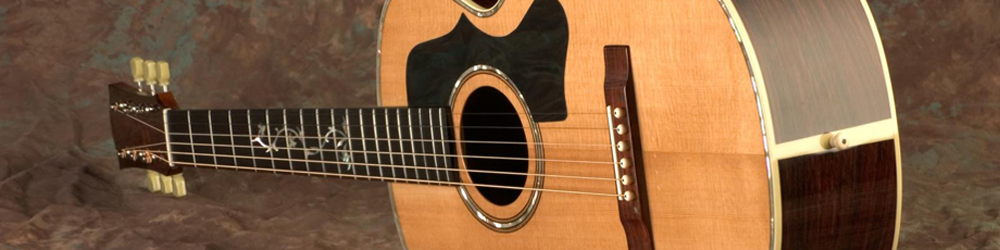 An acoustic guitar laid sideways